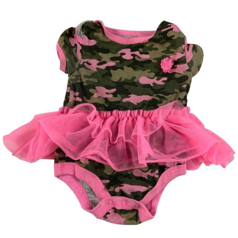 6-9 Garanimals Army Print Hot pink snap bodysuit